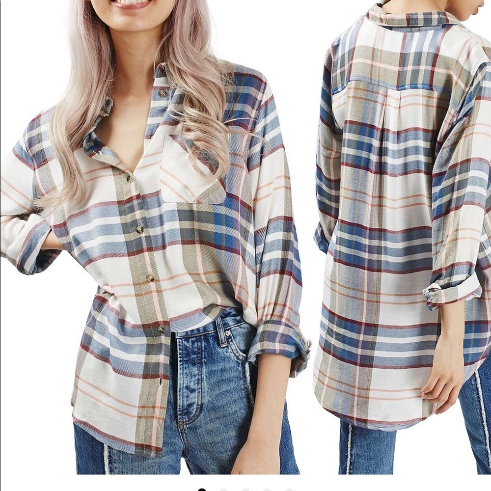 Topshop chest pocket plaid shirt